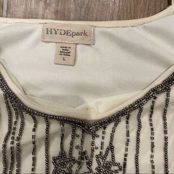 HYDE park cream pewter beaded 20s vibe tank top - Picture 4 of 7